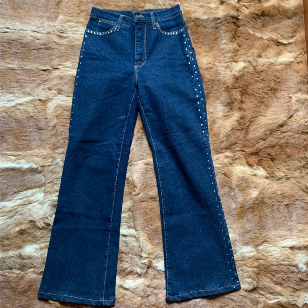 Retro cowgirl pants with rhinestone beaded sides size S